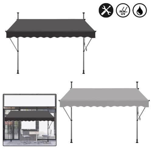 180gsm Balcony Patio Awning – Retractable Manual Canopy – Free Standing